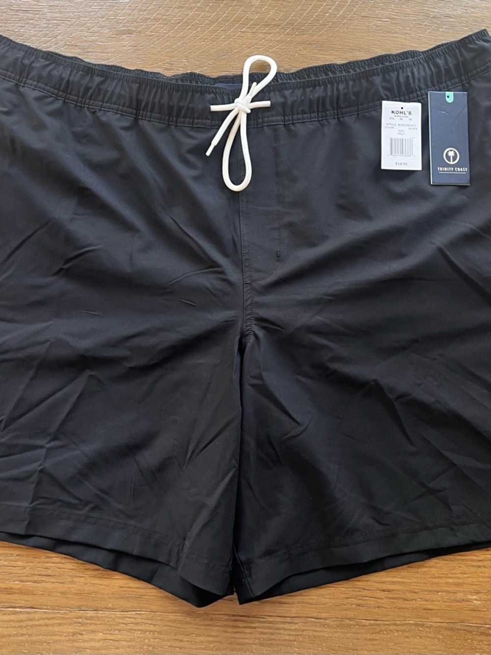 Trinity Men’s Black Swim Trunks with White Drawstring